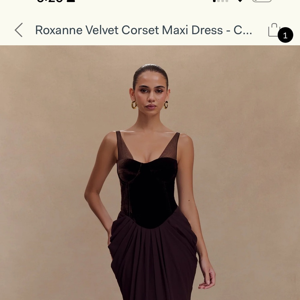Velvet Corset Maxi Dress - Chocolate Brown